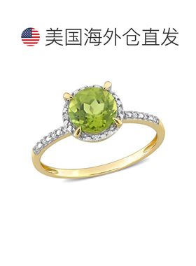 自营 Mimi & Max 1 1/2 克拉 TGW 橄榄石光环戒指，10k 金镶钻 -