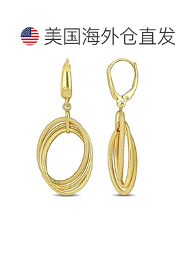 自营mimi & max10K 金杠杆开口三重椭圆形吊式耳环 - 黄色 美国奥