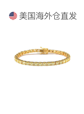 自营Suzy Levian 金色纯银黄色 Assher 切割方晶锆石网球手链 -
