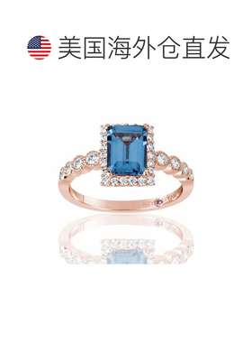 自营 Suzy Levian Rose 纯银水蓝色和白色立方氧化锆戒指 - 白色