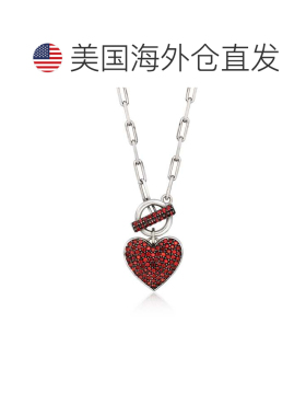 自营Ross-Simons 石榴石心形纯银项链 - 18 英寸 美国奥莱直发
