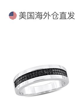 自营 Mimi & Max 1/10 克拉 TDW 黑钻石男士双排周年纪念戒指 925