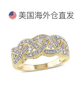 自营 mimi & max1/8 CT TW 镀黄纯银钻石编织戒指 - 黄色 美国奥