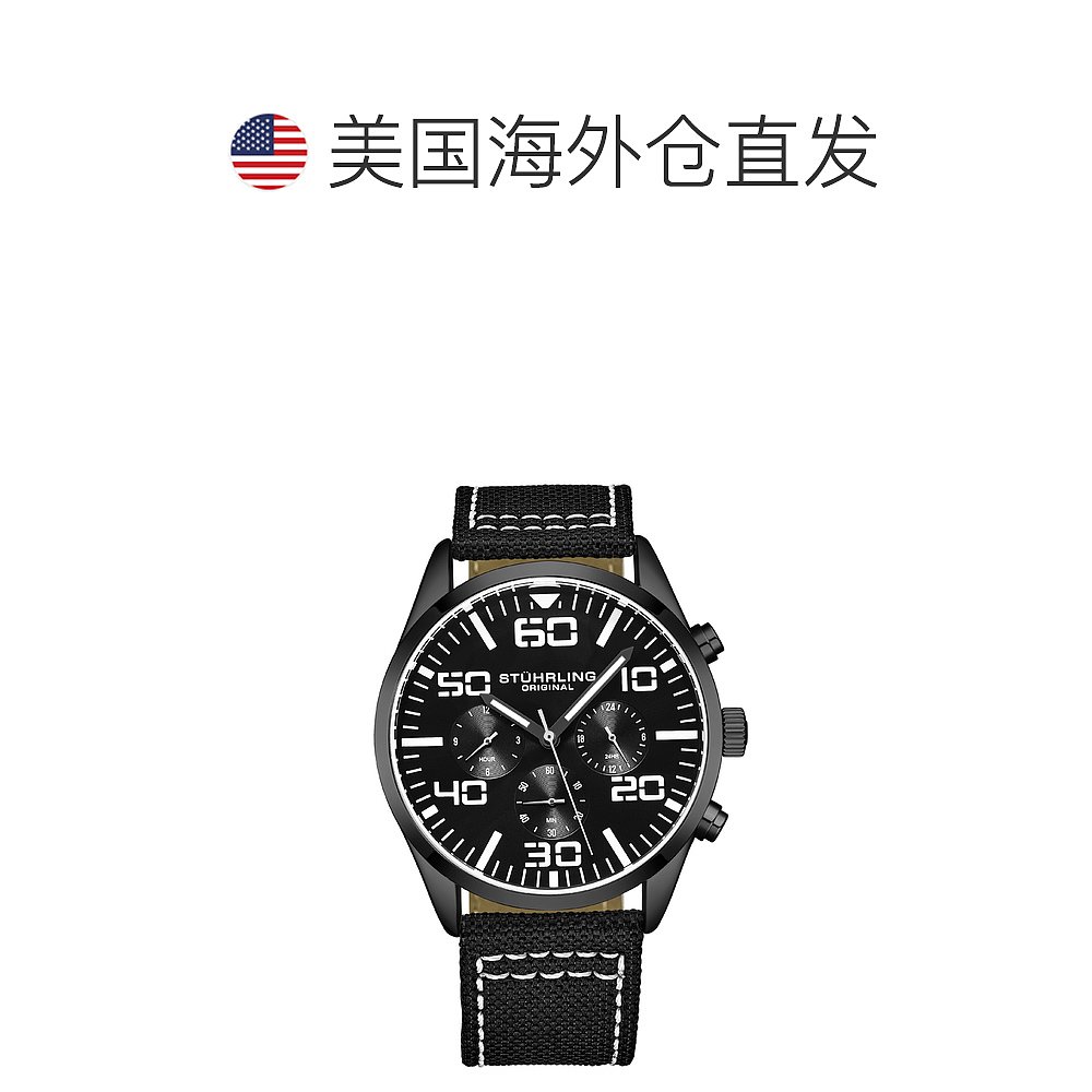 stuhrling original4001 石英 42 毫米飞行员 - 黑色 【美国奥莱 - 图1