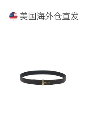 自营tom ford黑色皮革腰带，饰有质感，金色调带扣-黑色 美国奥