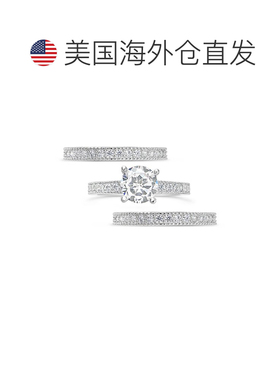 自营sterling forever纯银 Brilliant CZ 带 2 条戒圈 银 美国奥