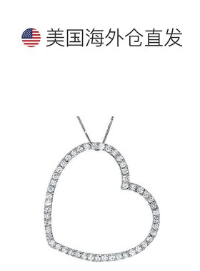 自营 pompeii33/4 克拉实验室培育钻石大号心形吊坠 10k 白金项链