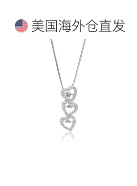 自营vir jewels1/6 克拉实验室培育钻石三重心形吊坠项链 .925 纯