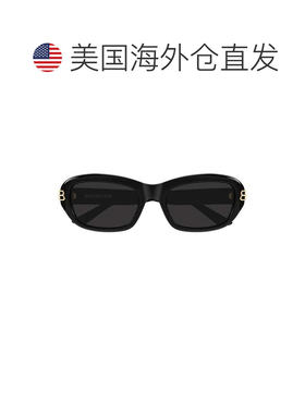 自营balenciaga光面黑色醋酸纤维长方形太阳眼镜，金色双 “b” -