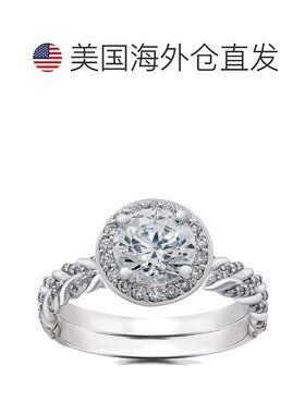 自营 pompeii38 毫米密镶平纹高抛光圆顶结婚戒指 10k 白金、黄金