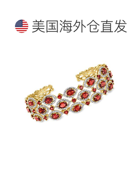 自营ross-simons罗斯-西蒙斯石榴石和。 18 克拉金镀在纯银上白色