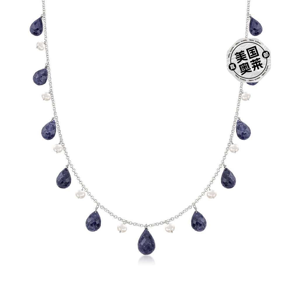 Ross-Simons 4-5mm Cultured Pearl and Sapphire Bead Necklace - 图0