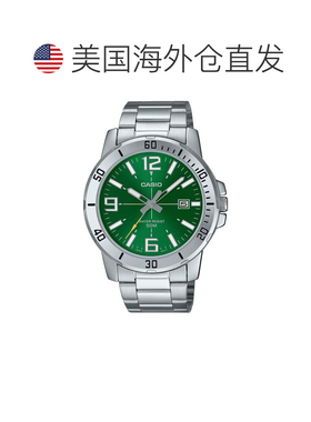 自营Casio Men’s Green Dial Stainless Steel Analog Watch - M