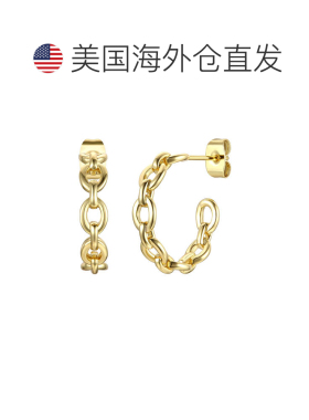 自营genevive14k 镀金纯银现代链环 C 形环耳环 - 金 美国奥莱直