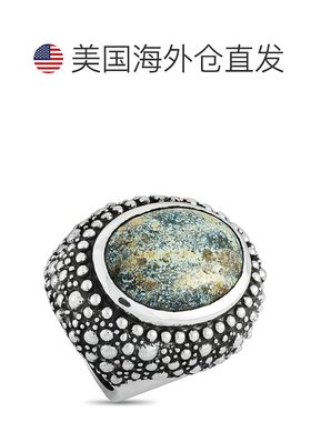 自营 King Baby 银色和斑点绿松石串珠纹理戒指 多色 美国奥莱直