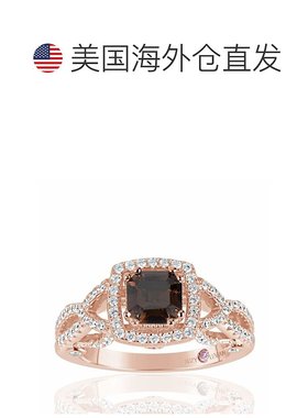 自营 Suzy Levian Rose 纯银 Asscher 切割棕色和白色立方氧化锆
