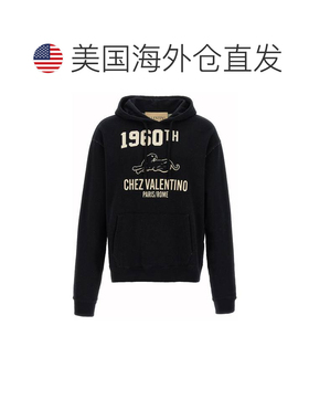 自营Printed Valentino Garavani Men's Hoodie - black 美国奥莱