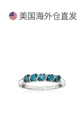 自营 Ross-Simons 925 银蓝钻 5 石戒指 - 白色 美国奥莱直发