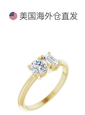 pompeii31 克拉双石莫桑石祖母绿圆形订婚戒指 白黄金或玫瑰金 -