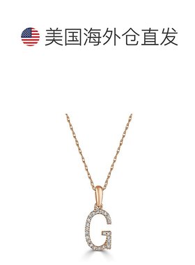 自营 sabrina14k 玫瑰金和钻石初始项链 - 玫瑰 g 美国奥莱直发