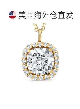 自营pompeii33 5/8 克拉垫形莫桑石和实验室培育钻石光环吊坠 14k