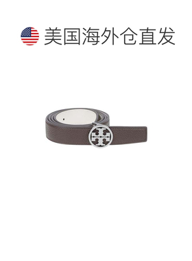 自营tory burchMiller修身棕色皮革腰带-灰色 美国奥莱直发皮带