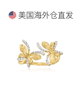 自营14kt 黄金 Ross-Simons 钻石蝴蝶旁路戒指 - 白色 美国奥莱直