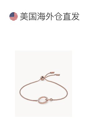 自营 Fossil 女士玫瑰金不锈钢链式手链 - 黑色 美国奥莱直发