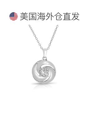 自营 genevive纯银白色立方氧化锆吊坠项链 - 银白色 美国奥莱直