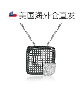 自营 genevive纯银黑色覆层透明立方氧化锆网状项链 - 黑色 美国