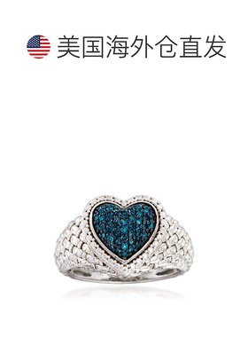 自营 925 纯银 Ross-Simons 蓝钻心形戒指 - 白色 美国奥莱直发
