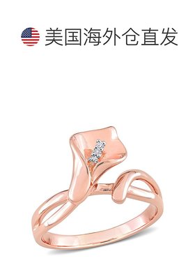 自营 镀粉色纯银 Mimi & Max 钻石口音马蹄莲戒指 - 玫瑰色 美国