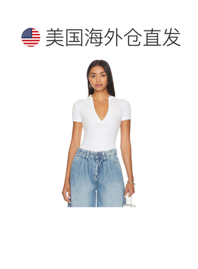 自营Women's Free People Serve Bodysuit White Stretch Ribbed