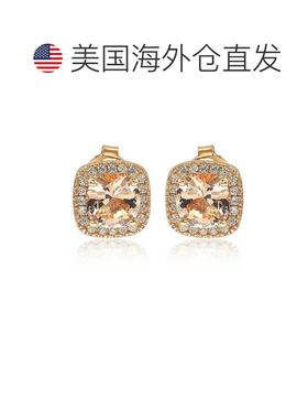自营Suzy Levian Rose 纯银垫形切割摩根石立方氧化锆光环耳钉 -