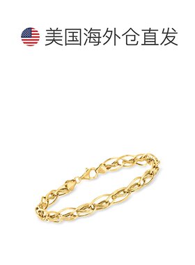自营 Ross-Simons 14kt 黄金椭圆形和双扭链手链 - 8 英寸 美国奥