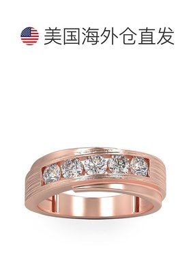 自营 pompeii31 克拉钻石男士戒指拉丝结婚戒指，白玫瑰金或黄金