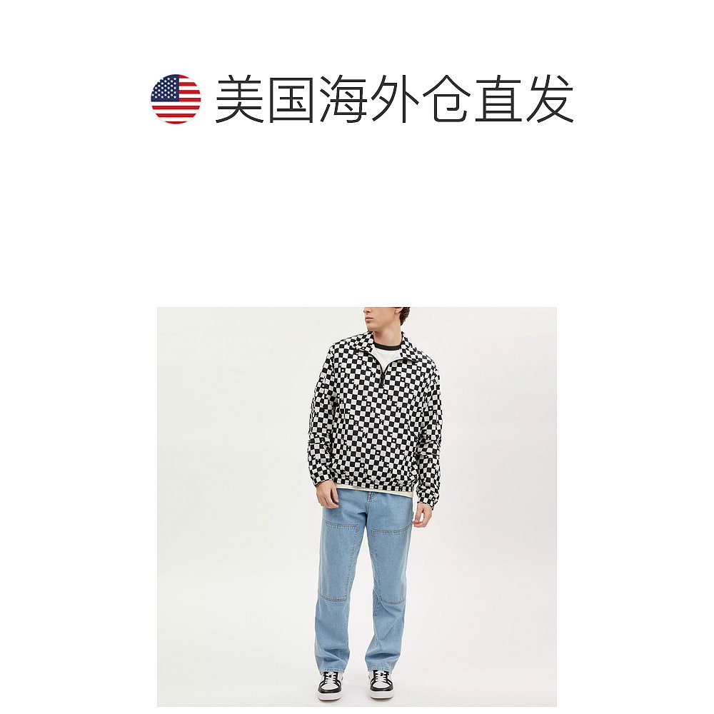 美国直邮Coach Checkerboard Quarter Zip Windbreaker 黑白款 - 图1