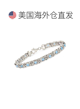 自营Ross-Simons 925 纯银天蓝色托帕石拜占庭手链 - 7 英寸 美国
