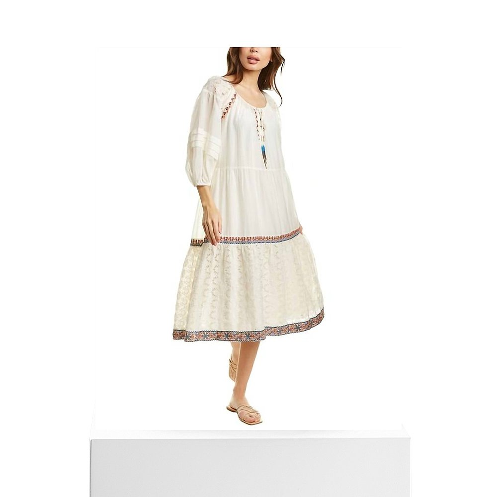 johnny wasRingo Peasant Dress In Sapphire Blue sapphire blue - 图3