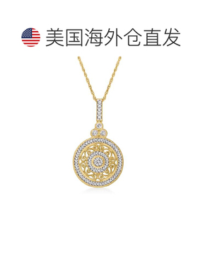 自营Ross-Simons 钻石镂空圆形吊坠项链 18 克拉金 18 英寸 美国