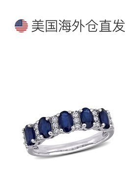 自营 mimi & max1 1/2 CT TGW 蓝色蓝宝石和 1/6 CT TW 钻石半永