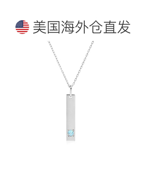 自营max + stone14k白色金条吊坠项链，带3毫米小圆形宝石可调电1