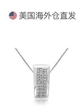 自营vir jewels1/3 cttw 公主方形钻石吊坠项链 14K 白金配 18 英