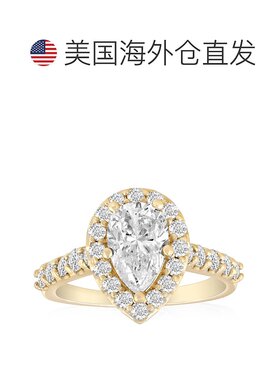 自营 pompeii32 克拉梨形光环钻石订婚戒指 14k 黄金 - 14k 黄金