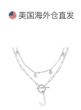 adornia抗锈镀银五彩纸屑和回形针分层字母开关项链 - silver-j