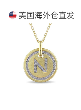 自营Mimi & Max N 首字母钻石配饰吊坠配镀黄色纯银链条 - 黄色