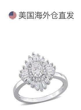 自营 925 纯银 Mimi & Max 2 3/8 CT TGW 创作白色蓝宝石花卉戒指