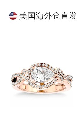 pompeii31 1/2 克拉 TW 梨形莫桑石和钻石订婚戒指 10k 金 - 10k