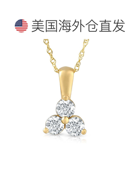 自营pompeii31 克拉钻石三石吊坠，14k 白黄玫瑰金实验室培育项链