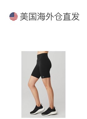 美国直邮Alo Yoga 7 英寸高腰骑行短裤 黑色